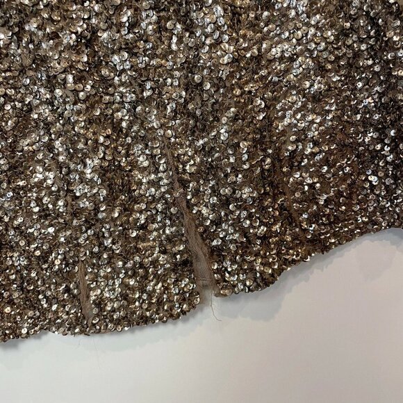 Parker All Over Sequins V-Neck Silk Mini Dress Gold Metallic M Cap Sleeve Y2k - Picture 8 of 10